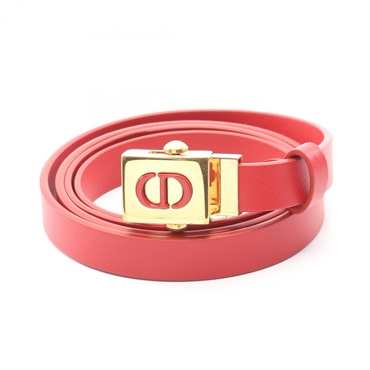 Dior CD logo Belt Leather Red Used Women GHW