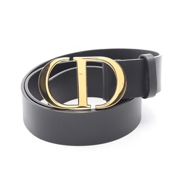 Dior CD logo Belt leather Black Used Women GHW