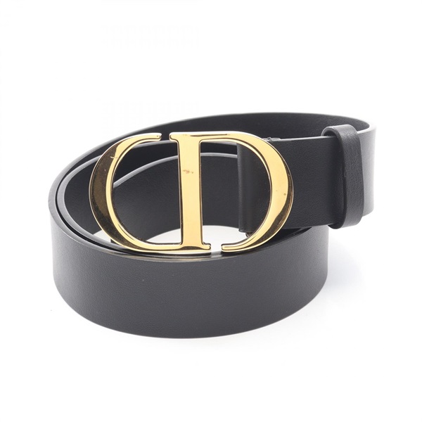 Dior CD logo Belt leather Black Used Women GHW