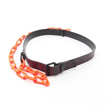 LOUIS VUITTON Ceinture Signature Monogram Belt canvas Plastic Brown Red Used LV