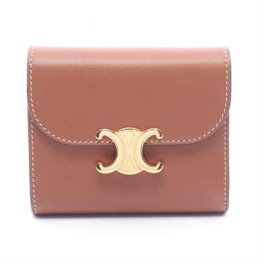 CELINE Triomphe small flap wallet 10D783BZG.04LU leather Brown Used Women GHW