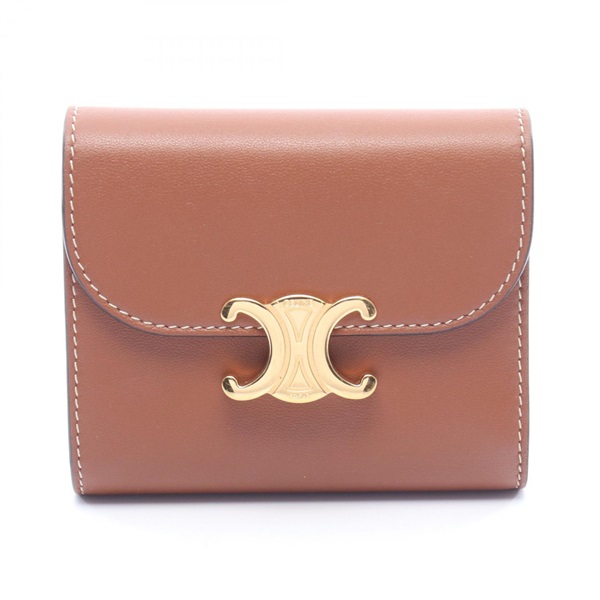 CELINE Triomphe small flap wallet 10D783BZG.04LU leather Brown Used Women GHW