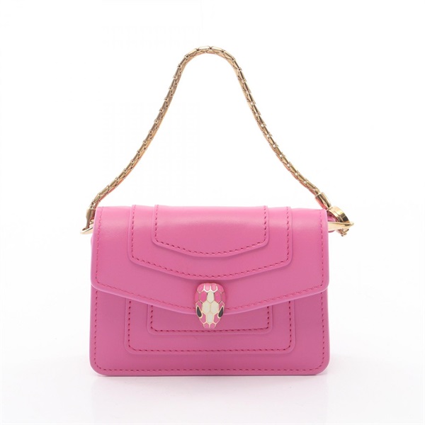 BVLGARI Serpenti Forever Micro Chain Handbag leather Pink Used Women
