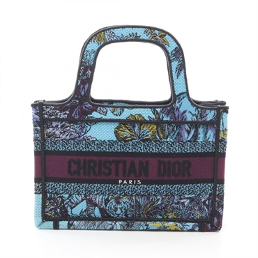 Christian Dior BOOK TOTE Mini Handbag canvas Blue Multicolor Used Women