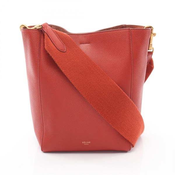 CELINE Sangle bucket small Shoulder Bag 178303 leather Red Used Women