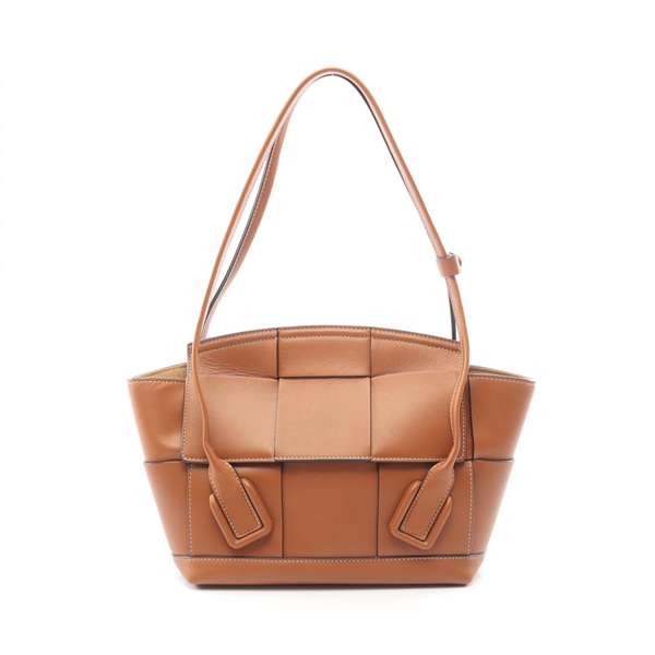 BOTTEGA VENETA Arco Small Maxi Intrecciato Shoulder Tote Bag leather Brown Used