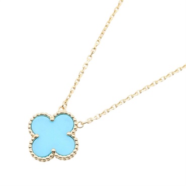 Van Cleef & Arpels Vintage Alhambra Necklace 18KYG Gold Turquoise Blue Used