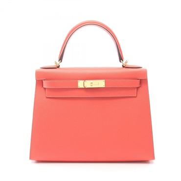 HERMES Kelly 28 shoulder Handbag A Outside stitched Epsom Rose jaipur Used GHW