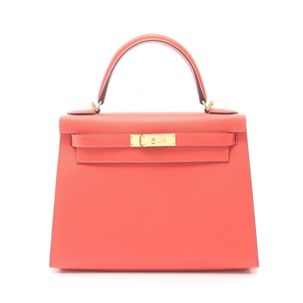 HERMES Kelly 28 shoulder Handbag A Outside stitched Epsom Rose jaipur Used GHW