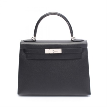 HERMES Kelly 28 shoulder Handbag Y Outside stitched Epsom Black Used Women SHW