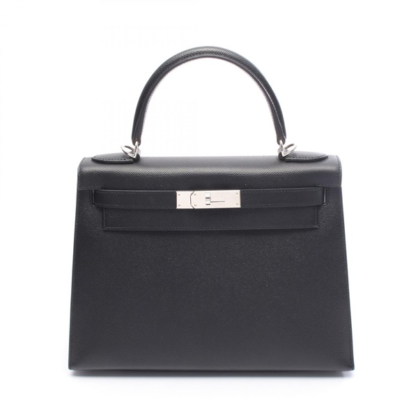 HERMES Kelly 28 shoulder Handbag Y Outside stitched Epsom Black Used Women SHW