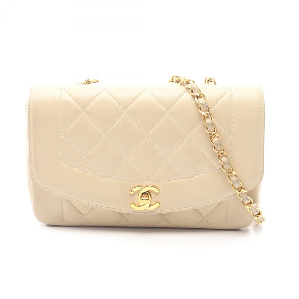 CHANEL Matelasse Diana Flap chain crossbody Shoulder Bag A01164 Lambskin Beige