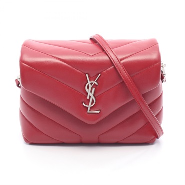 SAINT LAURENT PARIS LOULOU TOY Shoulder Bag 678401 leather Red Used Women YSL