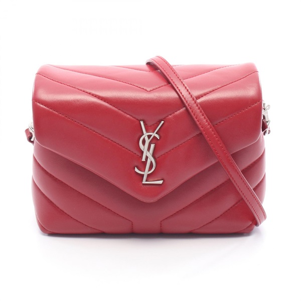 SAINT LAURENT PARIS LOULOU TOY Shoulder Bag 678401 leather Red Used Women YSL