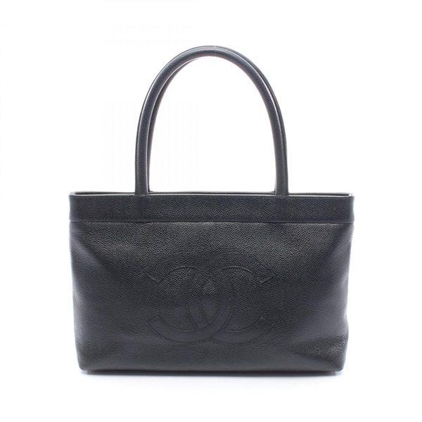 CHANEL COCO Mark Tote hand Bag leather Calfskin Black Used Women GHW
