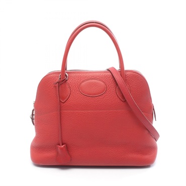 HERMES Bolide 31 shoulder Handbag P Taurillon Clemence rouge garance Used SHW