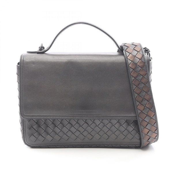 BOTTEGA VENETA Intrecciato Shoulder Crossbody Handbag leather Gray Brown Used