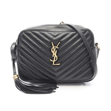 SAINT LAURENT PARIS LOU Crossbody Shoulder Bag leather Black Used Women YSL