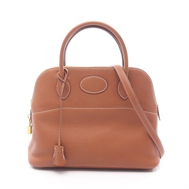 HERMES Bolide 31 shoulder Handbag Y Taurillon Clemence Gold Used GHW