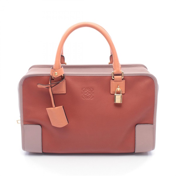 LOEWE Amazona 36 Handbag Square leather Red Pink Used Women