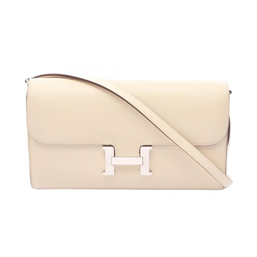 HERMES Constance Long To Go Shoulder Crossbody Bag Epsom leather Nata SHW Used U