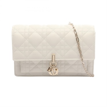 Christian Dior My Dior Daily Chain Pouch Cannage Shoulder Bag leather White Used