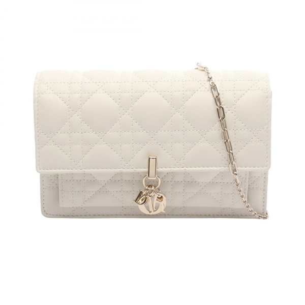 Christian Dior My Dior Daily Chain Pouch Cannage Shoulder Bag leather White Used