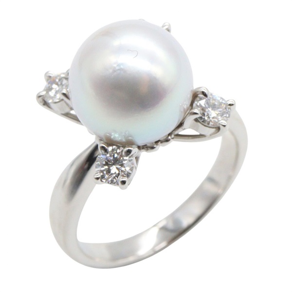 JEWELRY Pearl Diamond Ring Pt900 Platinum White Clear Used Women US size #5.5