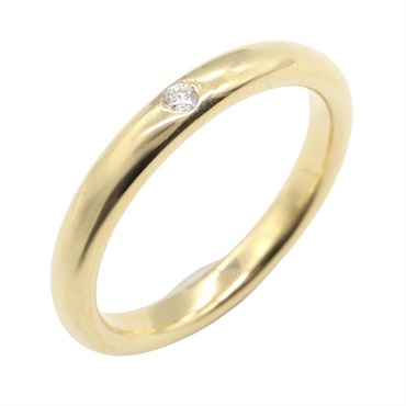 TIFFANY＆CO Stacking Band 1P Diamond Ring 18KYG Gold Used women US size 5
