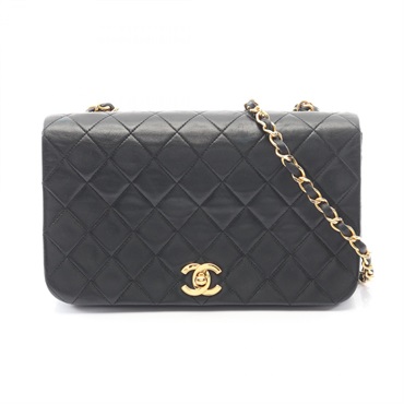 CHANEL Full flap Matelasse chain crossbody Shoulder Bag Lambskin black Used GHW
