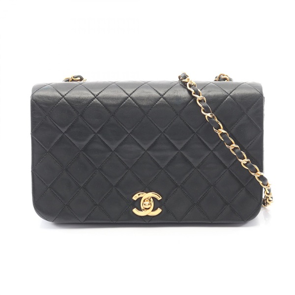CHANEL Full flap Matelasse chain crossbody Shoulder Bag Lambskin black Used GHW