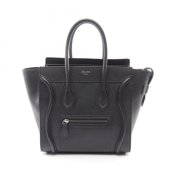 CELINE Luggage micro shopper Tote Bag 167793 leather Black Used Women