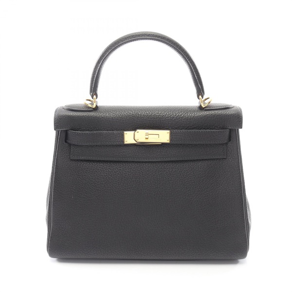 HERMES Kelly 28 Shoulder Handbag Togo leather Black Used Women L GHW