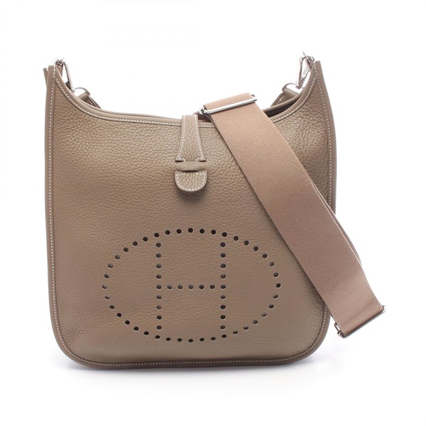 HERMES Evelyne 3 PM Shoulder crossbody Bag K Taurillon Clemence Etoupe Used SHW