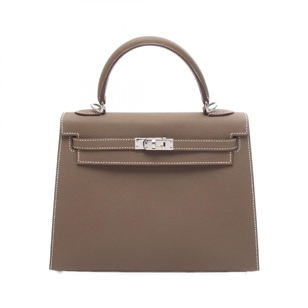 HERMES Kelly 25 shoulder Handbag K Outside stitched Epsom Etoupe Grey Used SHW
