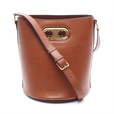CELINE Maillon Triomphe Bucket Shoulder Bag 193043CKA leather Brown Used Women