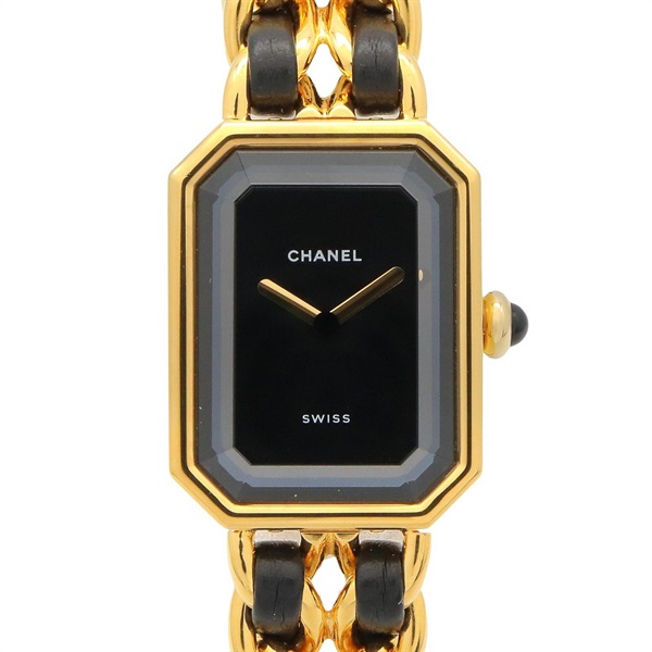 CHANEL Premiere L Wrist Watch H0001 Quartz Gold Plated Leather belt Used Women