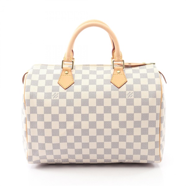 LOUIS VUITTON Speedy 30 Handbag N41533 Damier Azur canvas leather White Used LV
