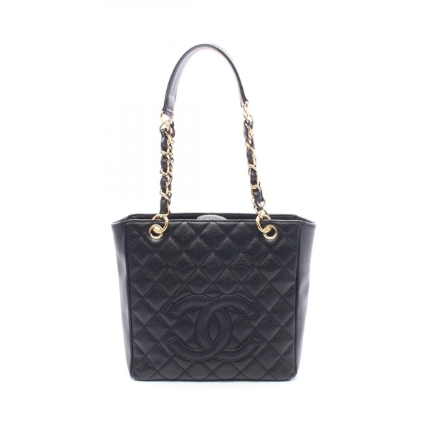 CHANEL Matelasse PST Chain Shoulder Tote Bag Grained Calf leather Black GHW Used