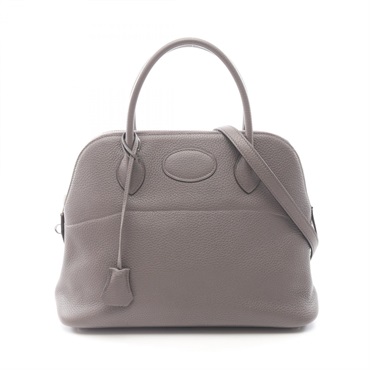 HERMES Bolide 31 Shoulder Handbag Clemence leather Gray Etain SHW Used Women C