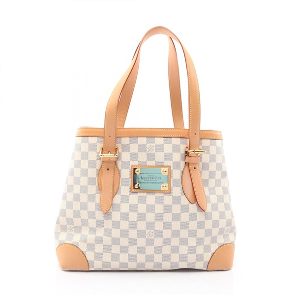 LOUIS VUITTON Hampstead MM Tote shoulder Bag N51206 Damier Azur leather white LV
