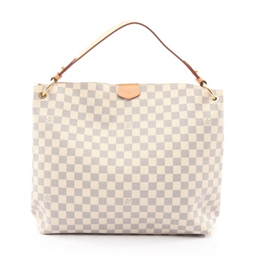 LOUIS VUITTON Graceful MM Shoulder Bag N42233 Damier Azur canvas leather White