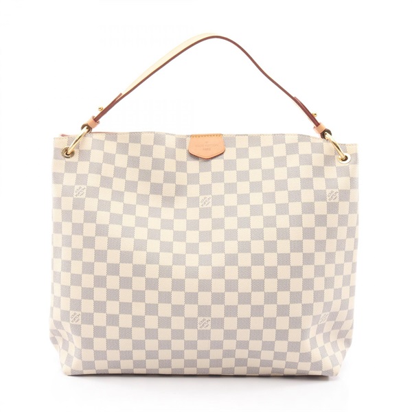 LOUIS VUITTON Graceful MM Shoulder Bag N42233 Damier Azur canvas leather White