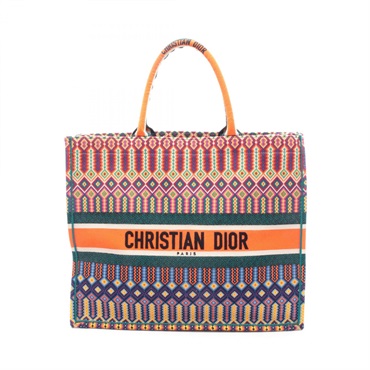 Dior BOOK TOTE Large Mexican Kraft Bag canvas Orange Multicolor Used Women logo