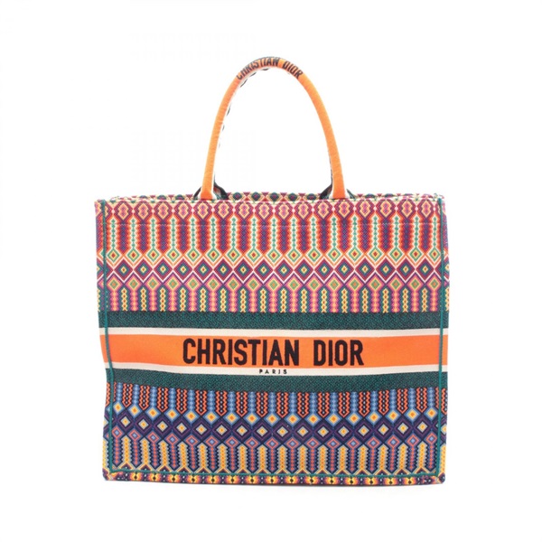 Dior BOOK TOTE Large Mexican Kraft Bag canvas Orange Multicolor Used Women logo