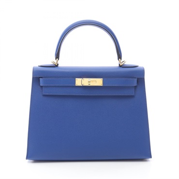 HERMES Kelly 28 Shoulder Handbag 042319CC Epsom leather Blue royale GHW Used U