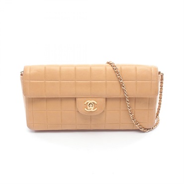 CHANEL Chocolate bar chain Shoulder Bag 15316 Lambskin Beige Used Women GHW