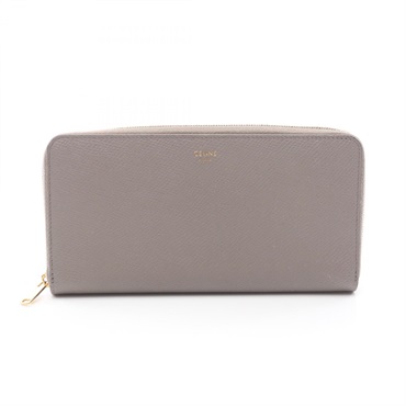 CELINE Around long wallet leather Beige Used Women