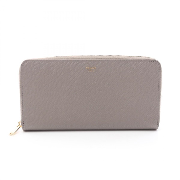 CELINE Around long wallet leather Beige Used Women
