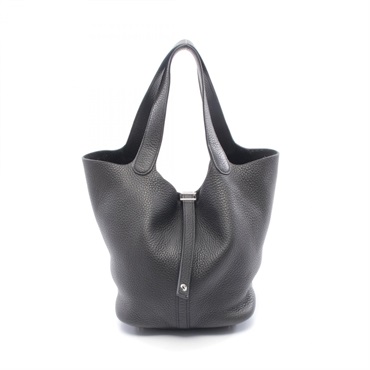 HERMES Picotin Lock MM Tote Bucket Handbag Clemence leather Black SHW Used X